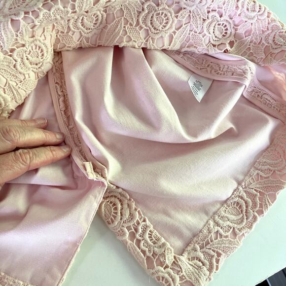 Talbots Petites Sleeveless Floral Crochet Lace Dress Womens Sz 8P Pink Lined - Picture 9 of 12